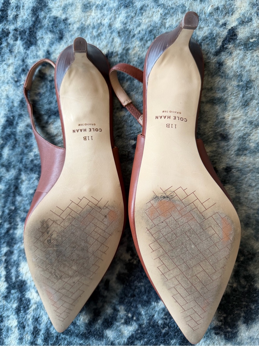 Cole Haan Rust Brown Leather Pointed Slingback Pumps - Picture 5 of 5